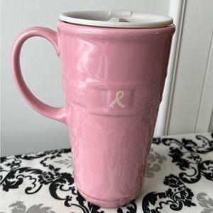 Longaberger Pink “Horizon of Hope” 16oz ceramic travel mug